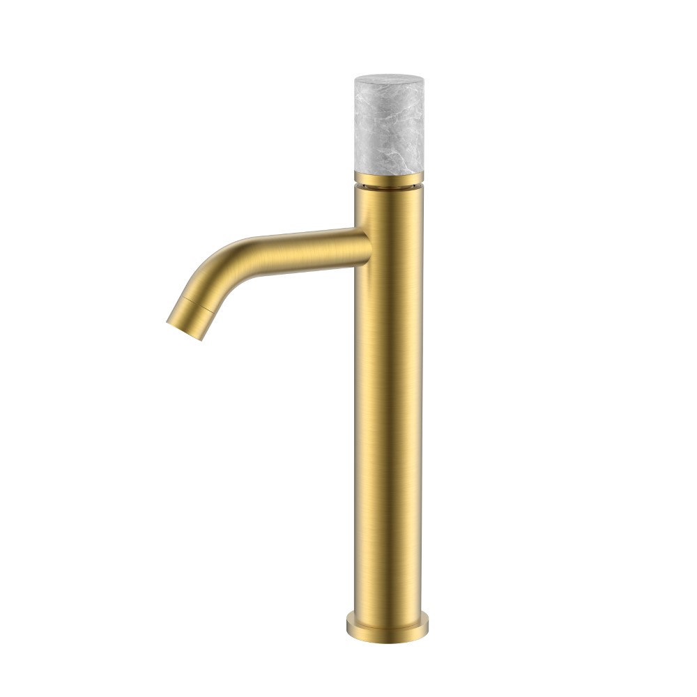 Смеситель Boheme STICK для умыв. выс MARBLE GREY, золото матовое