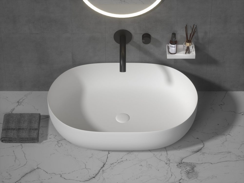Раковина накладная 50 см ArmadiArt Corian Slim