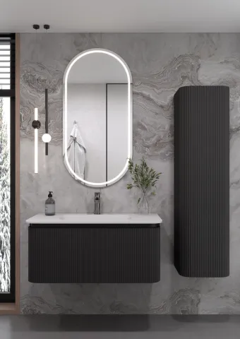 Полка рифленая ArmadiArt OVALE 1 100CM АНТРАЦИТ тумба + раковина