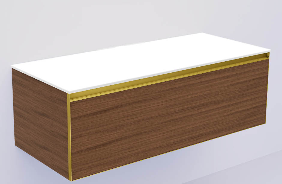 Тумба ArmadiArt QUATRO 1 120CM BILBAO профиль MATT + внутр. подсв, золото матовое