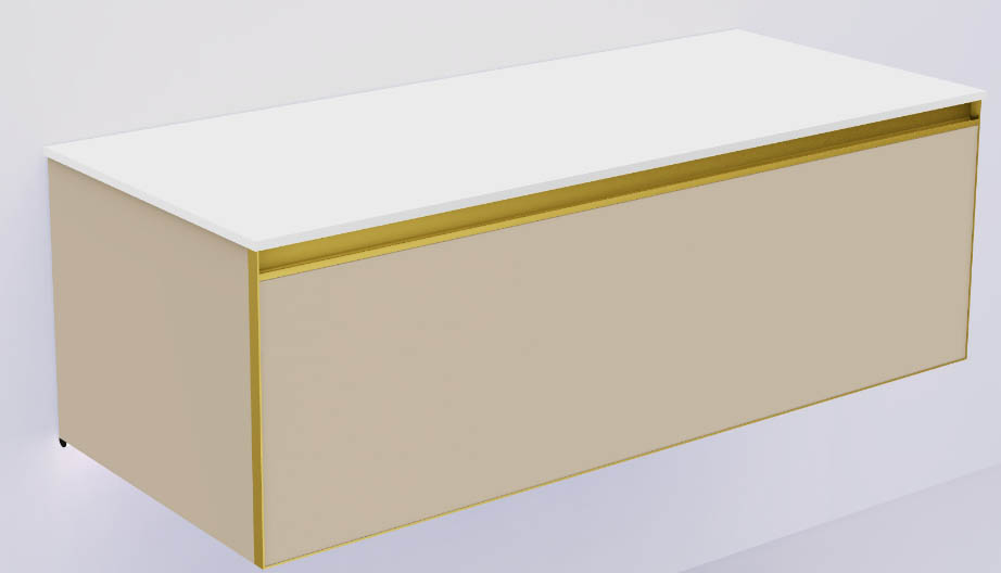 Тумба ArmadiArt QUATRO 1 120CM DAPHNE профиль MATT + внутр. подсв, золото матовое