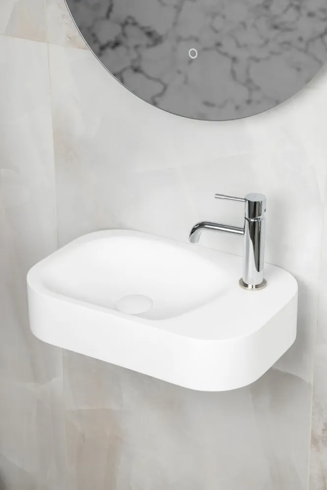 Раковина накладная Boheme COLIBRI Corian, белый матовый
