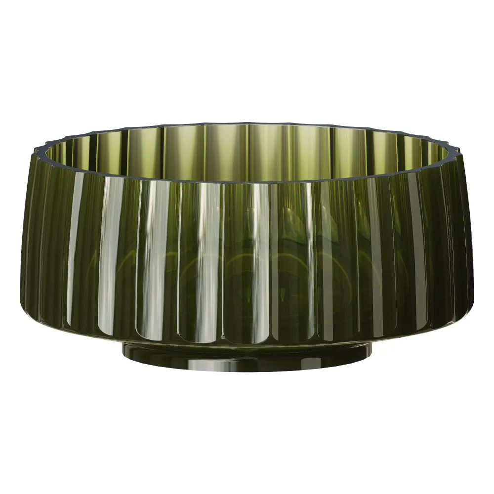Раковина круглая рифленая Boheme, полиэфирная GLOW цвет TRANSPARENT OLIVE, золото
