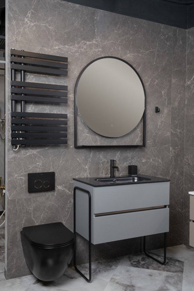 Тумба без раковины ArmadiArt Vallessi 80*46cm DUST Grey мат 2 полки (402)