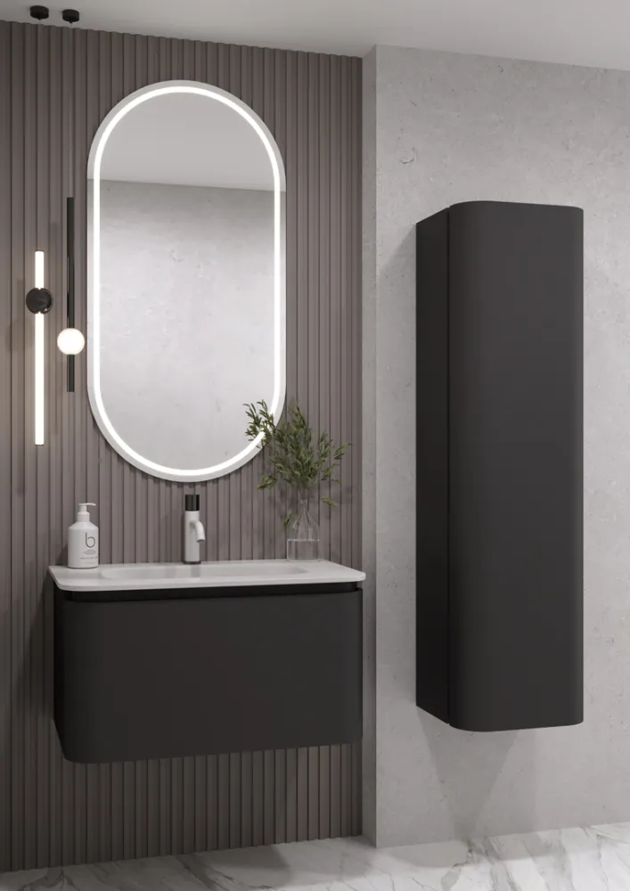 Полка ArmadiArt OVALE 1 80CM АНТРАЦИТ тумба + раковина