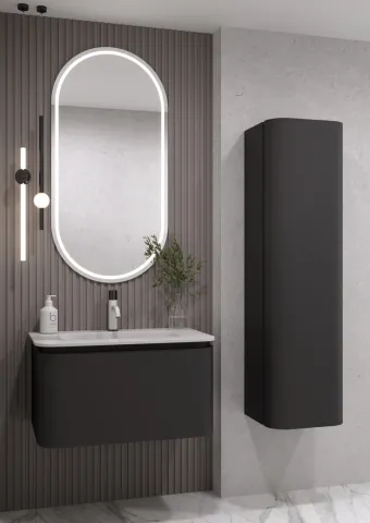 Полка ArmadiArt OVALE 1 80CM АНТРАЦИТ тумба + раковина