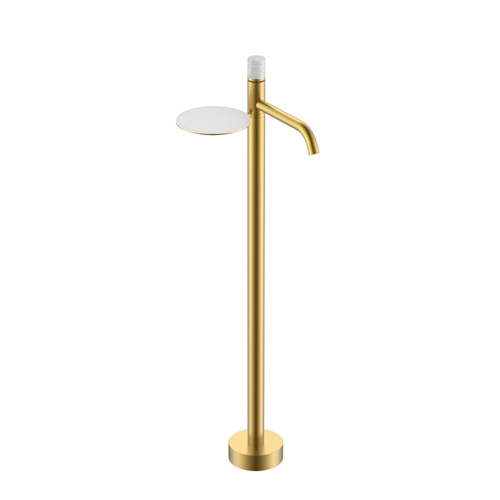 Смеситель Boheme STICK напольный для умыв MARBLE GREY, золото матовое