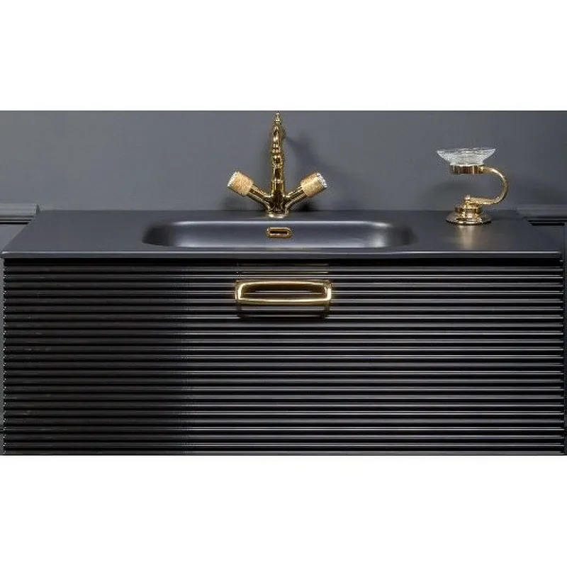 Тумба под раковину 80 см ArmadiArt Vallessi Avantgarde Linea, чёрный / золото