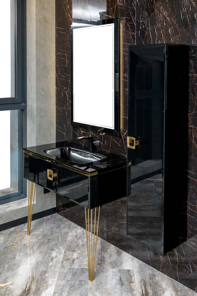 Раковина стеклянная 100 см ArmadiArt Lucido 852-100-B с тумбой